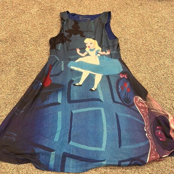 Disney Alice In Wonderland Falling Down The Rabbit Hole Skater Dress XS - Picture 1 of 1